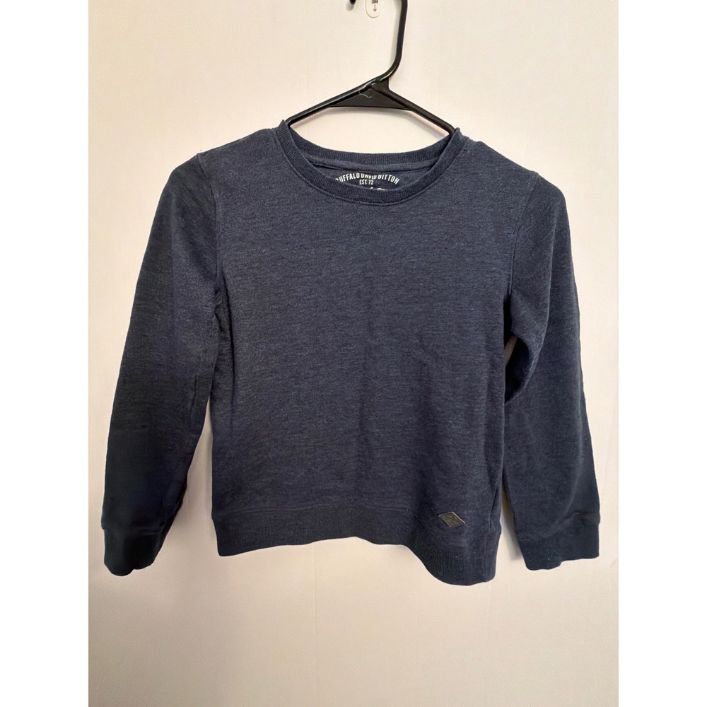 Buffalo David Bitton Sweatshirt Boys S 7-8 Navy Blue Excellent Heather Pullover